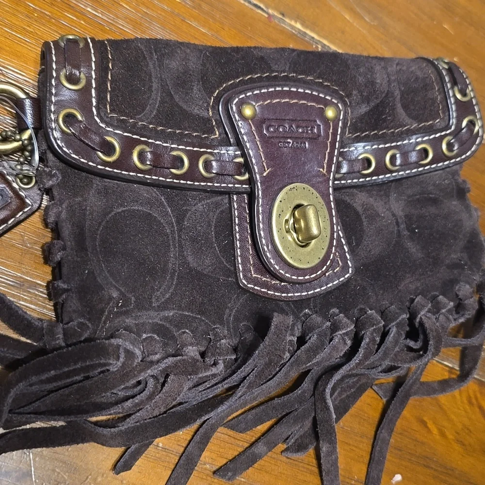 COACH Dark Brown Fringe Wristlet!Beautiful!!! - Picture 6 of 14